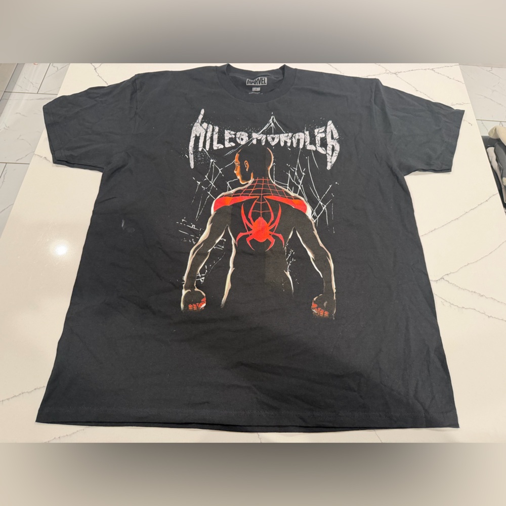 Marvel Black Short-Sleeve Tee with Red Spider Graphic